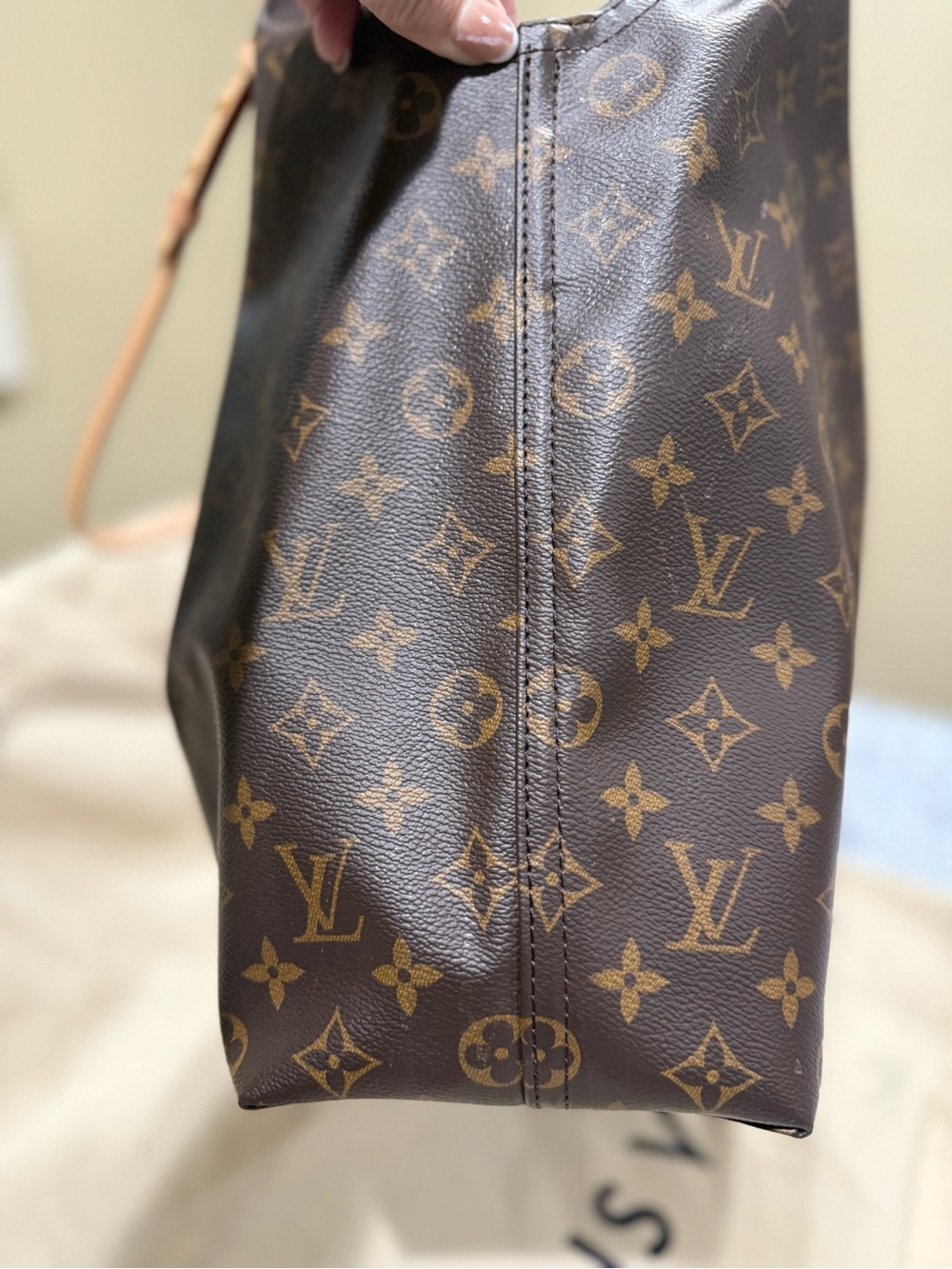 Louis Vuitton Monogram Canvas Hobo Shoulder Bag in Brown and Natural - Picture 4 of 16